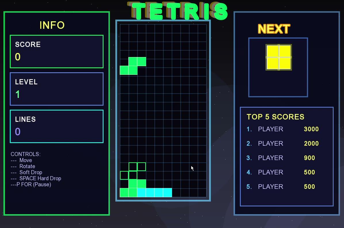 Tetris in C++ — project preview
