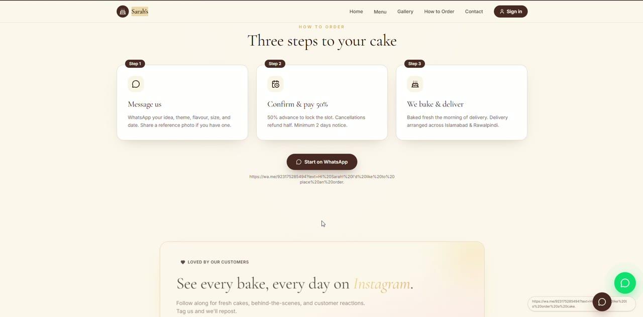Website for a Baking Business — project preview